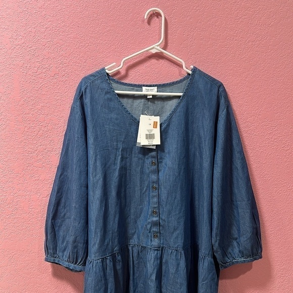 TRUE CRAFT 3/4 Sleeve Denim Shirt Mini Dress Size 1X NWT - Picture 3 of 6